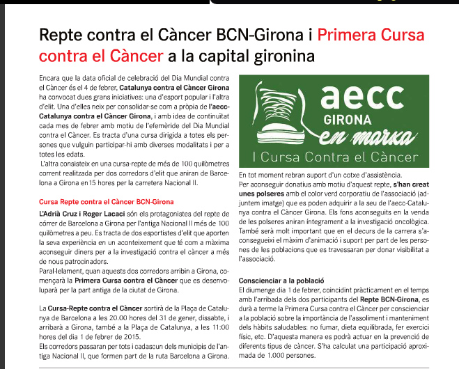 Aquabrava con Girona contra el cáncer